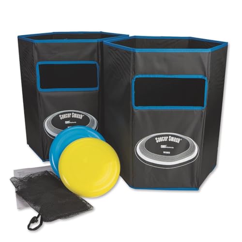 S&S Worldwide Saucer Smash Backyard Game Set. 4 Player Indoor Outdoor Set with 2 Targets and 2 Flying Disc. Targets Fold Flat for Easy Storage. Great of PE, Camps, Tailgates, and Backyard Parties.