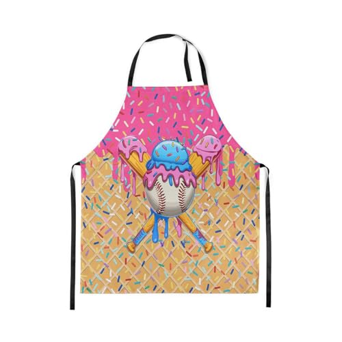Manfei Baseball Ice Cream Kids Kitchen Apron - color: Pink02