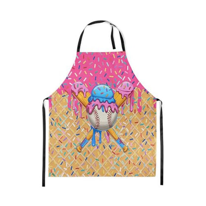 Manfei Baseball Ice Cream Kids Kitchen Apron - color: Pink02