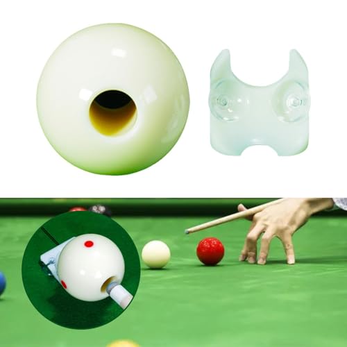 Billiards Cue Ball with Hole Billiards Rod Training Aiming Helper Synthetic Resin Compact Accessory Suitable for Beginner Player Stroke - size: Small for Snooker