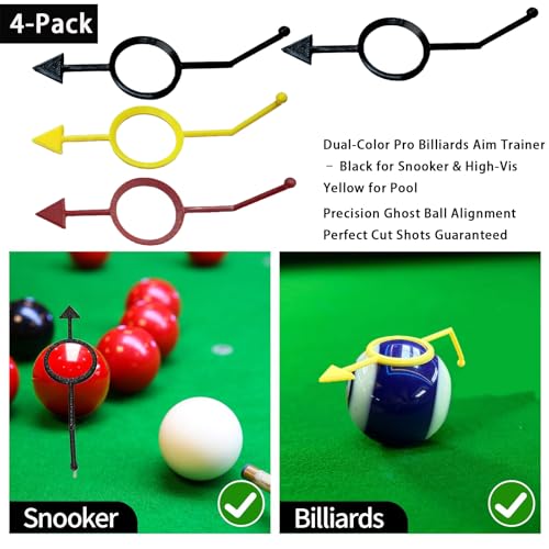 2Pack Billiards Aiming Trainer Billiards Accessories - color: black black Yellow red