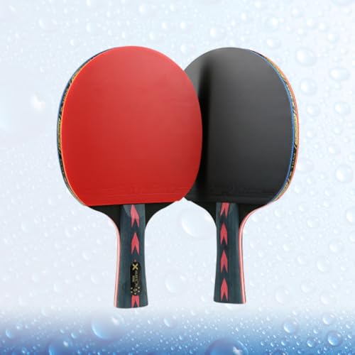 2pcs 5 Star Carbon Fiber Table Tennis Racket Double Pimples-in Pingpong Paddle Set for Teenagers Professional Training with Horizontal Grip, Portable Indoor Outdoor Sports