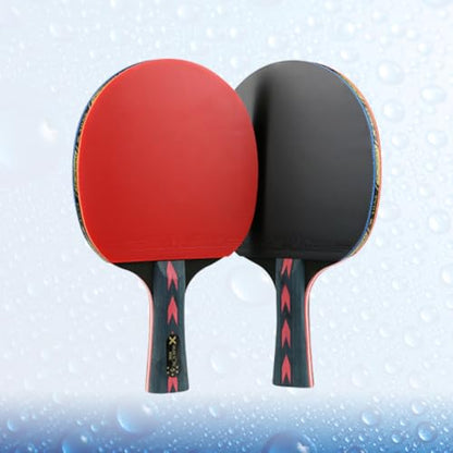 2pcs 5 Star Carbon Fiber Table Tennis Racket Double Pimples-in Pingpong Paddle Set for Teenagers Professional Training with Horizontal Grip, Portable Indoor Outdoor Sports