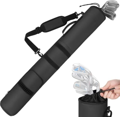 AKOZLIN Lightweight Golf Sunday Bag Golf Travel Carry Bag 3-6 Clubs Foldable Small Golf Bag with Shoulder Strap Black - color: Black