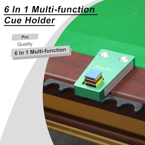 6 In 1 Portable Weighted Pool Cue Holder, chalk holder, billiard cue tip tool, Green - color: Green