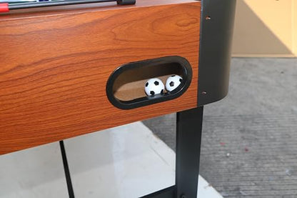 Table Soccer Game Table, Mini Foosball Table for Adults, Compact Indoor Football Table Games with Smooth Rods and Scoreboard, Includes 2 Balls for Home Game or Office Entertainment, Walnut