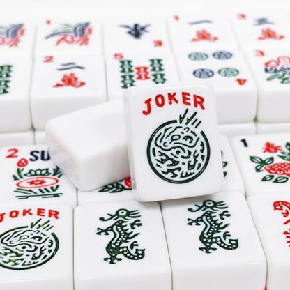 American Mahjong Tile Set, 166 White Mahjong Tiles 1.2 inch with Carrying Bag and 3 Dices, Portable Cute Mahjong Game for Travel, Family Game Night - color: White