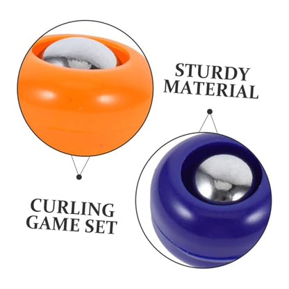Toyvian 20pcs Mini Shuffleboard and Curling Game Set Durable Tabletop Sports Balls for Family Gatherings Easy to Use with Blue and Orange Rollers