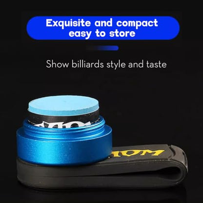 TAOM Pool Chalk Holder Round Shaped Practical Tool Billiards Accessories Magnetic Mini Chalk Tip Case Container Round Box Billiards - color: 4-Blue with V10 Blue Chalk and Clip