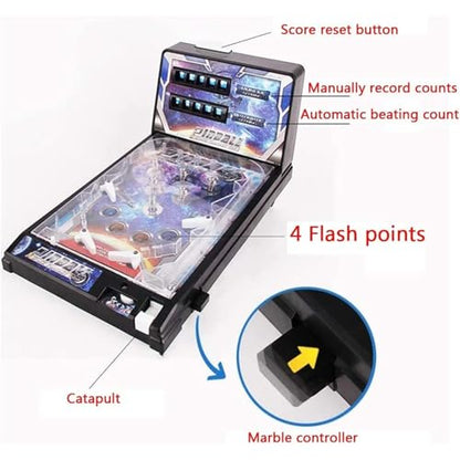 PHATM Mini Pinball Game for Home Retro Desktop Marble Arcade with Digital Scoreboard Lights Sounds Parent Preschooler Puzzle Pinball Machine