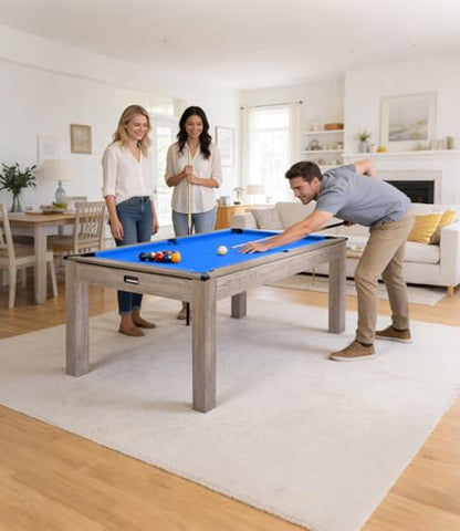 7 Foot Pool Table, Engineered Wood, 84" Billiard Tables with Black Felt for Game Room Home Office, - color: Blue