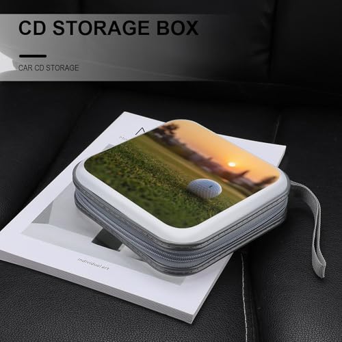 Golf Course Sunset Scape CD Case 40 Capacity DVD Holders Wallet for Home Travel