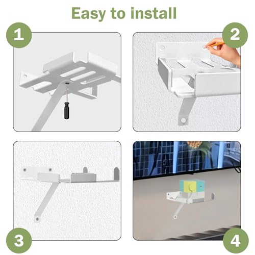 Wall Mount Shelf Compatible with Nex Playground Console & Remote - Metal Gaming Organizer with Hidden Remote Holder, Easy Install Under-TV Stand, Secure Hold for Kids & Families (White)