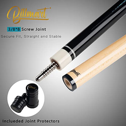 Billmart Pool Cue Stick, Low Deflection Shaft Billiard Cue Sticks with Hard Case, Pool Table Sticks Queue, 19-21 oz Pool Que - color: Black, size: 19 oz