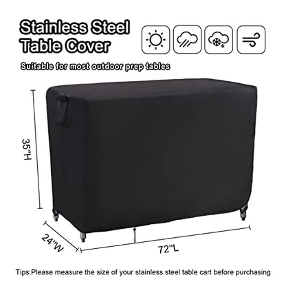 Kingling Outdoor Prep Table Covers, Waterproof Stainless Steel Table Cover Metal Table Cover Protection for Patio Kitchen Prep/Work Tables - 72''L x 24''W x 35''H