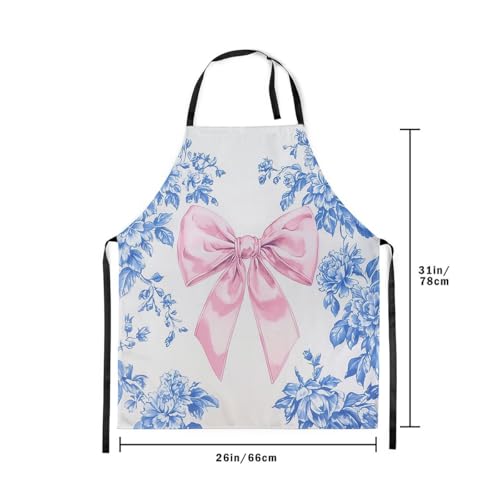 Manfei Blue Bowknot Kids Kitchen Apron - color: Ink Blue