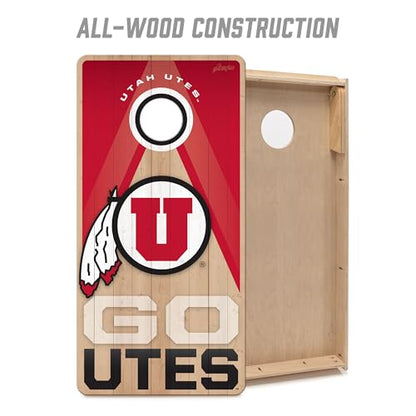 YouTheFan NCAA 2' x 4' Slogan Series Professional Wood Cornhole Game with Logo Bags - color: Utah Utes