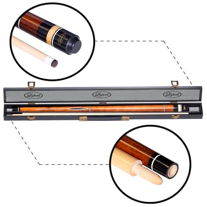 Billiard City Laperti Lavis Carom 3-Cushion Cue Stick Set, Brown, w/Canadian Maple Shaft, Wooden Joint, 12 mm Cue Tip, No Wrap, Box Hard Case