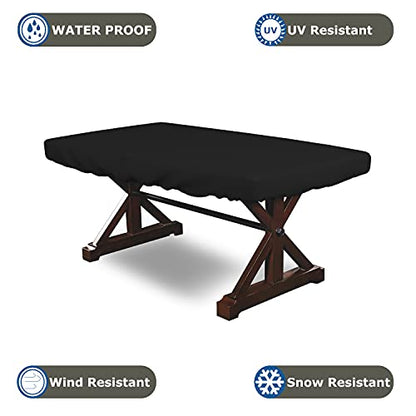 Covers & all Poker Table Cover 12 Oz Waterproof - 100% Weather Resistant Outdoor Game Table Cover with Elastic at 4 Sides (84" W x 42" D x 8" H Inches, Black)