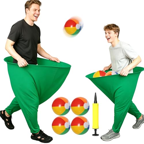 7 Pcs Granny Pants Yard Game Set – Large & Small Pants with 4 Bouncy Balls and 1 Air Pump,Fun Parent-Child Outdoor Game for Family Reunion, Group Parties & Backyard Activities - color: Green
