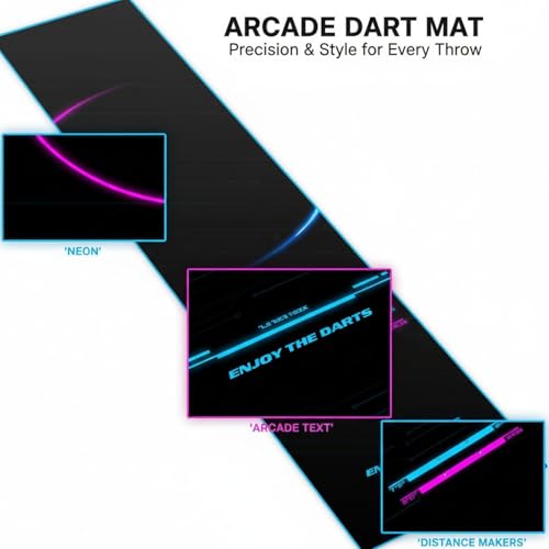 Dart Mat, 118.1 in / 300 cm Professional Dart Mat with Anti-Slip Backing, Protects Floors, Easy to Clean Polyester Fabric, Safe Distance, Arcade Style, 13.4 in / 34 cm Standing Comfort