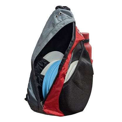 Disc Golf Backpack Slinger Bag | 6-12 Discs | Multiple Colors - color: Red and Grey