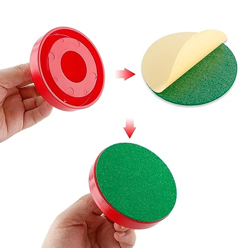 BQSPT 94mm Air Hockey Mallet Felt Pads Replacement Air Hockey Pushers Pads Green Self Adhesive Felt Sticker for 96mm Air Hockey Pushers Handles Paddles Accessories(16 Pack)