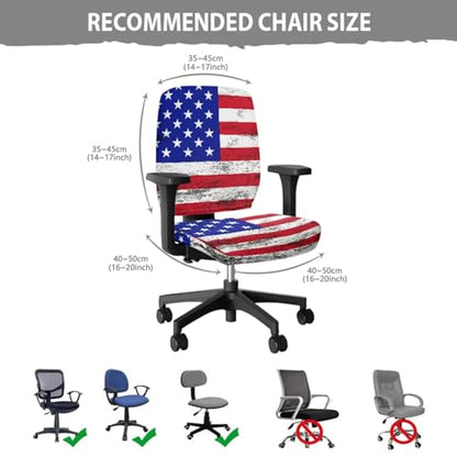 American Flag Chair Covers Stretchy Office Chair Armrest Covers 4-Pc Set Reusable Soft Patriotic Computer Cover Slipcovers for Game Room and Office Desk Chairs - color: American Flag