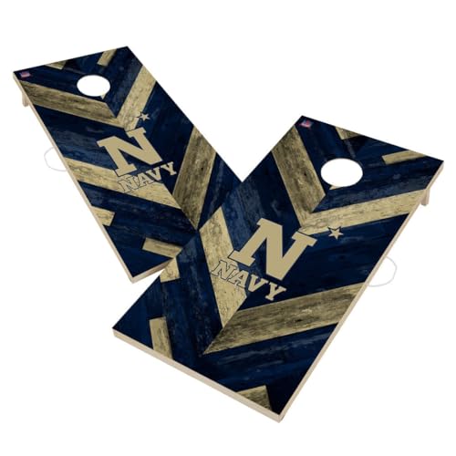 College Team Cornhole Boards, 2x4 Regulation Corn Hole Board Set, Officially Licensed Cornhole Boards, Perfect for Tailgates - color: Navy, size: 2. Include Carrying Case