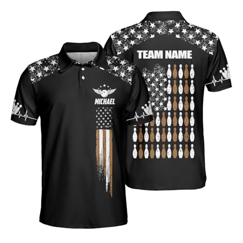 GABITA Personalized Bowling Jerseys for Men, Custom Bowling Polo Shirt, Bowling Shirts Gift for Bowler Team Player - color: A10