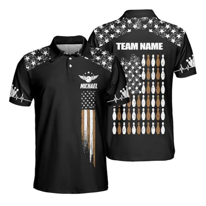 GABITA Personalized Bowling Jerseys for Men, Custom Bowling Polo Shirt, Bowling Shirts Gift for Bowler Team Player - color: A10