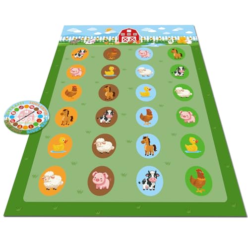 Capoda 2 Pcs Farm Animals Themed Party Game Farm Animals Twist Pose Mat with Spinner Barnyard Poses Floor Mat Spinner for Birthday Party Family Classroom School Activity - style: Farm Animal