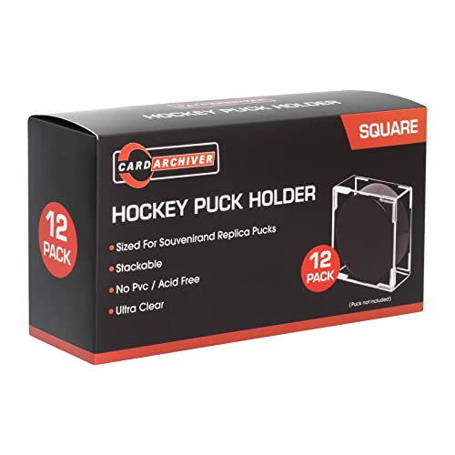 12-Count Hockey Puck Holder - Cube Square Hockey Puck Display Cases, 2-Piece Snap Clear Hockey Puck Holder, Official Size Hockey Puck Display Boxes - size: 12 Pack ‎Hockey Puck Display Case