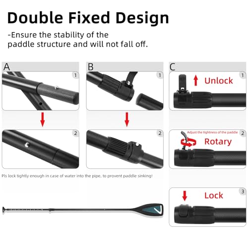 LEDONNE Carbon SUP Paddles 3 Piece Adjustable Stand Up Paddle Board Paddles Lightweight Carbon Fiber Shaft Floating Portable Paddle Oar, Black