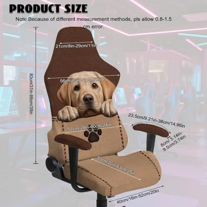 Labrador Dog Paw Print Gaming Chair Covers, Stretchable Non-Slip Rotating Armchair Covers Easy Install Gamer Chair Cover with Armrest Cover for Home Office - color: Labrador Dog Paw