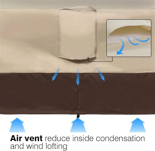 Vailge Rectangular/Oval Patio Table Cover, Heavy Duty and Waterproof Outdoor Lawn Patio Furniture Covers (Beige&brown, 44"Lx44"Wx28"H) - color: Beige & Brown, size: Sqaure-44"Lx44"Wx28"H