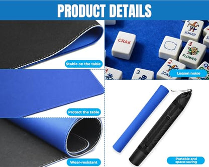 31.5in Mahjong Table Mat with Carrying Bag, Foldable Non Slip and Noise Reduction Rubber Gaming Mat, Board Game Mat for Mahjong, Poker, Card Games