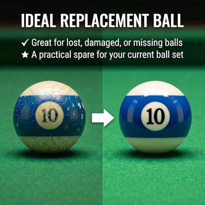 KONLLEN Single Replacement Pool Ball – 2-1/4" Regulation Size & Weight Billiard Ball Made of Phenolic Resin (Choose 1–15 or Cue Ball) - color: #10