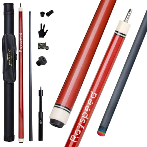 Carbon Fiber Pool Cue Stick 12.5mm Low Deflection Full Carbon Technology Pool Stick for Adults Professional Billiard Cue with Uni-loc Pin Joint - color: Burgundy