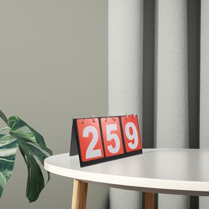 SECFOU Portable Table Top Flip Scoreboard for Basketball and Different Sports Scenarios with Three Digit Display, Cardboard and Metal Construction, Versatile and Accurate Sports Score