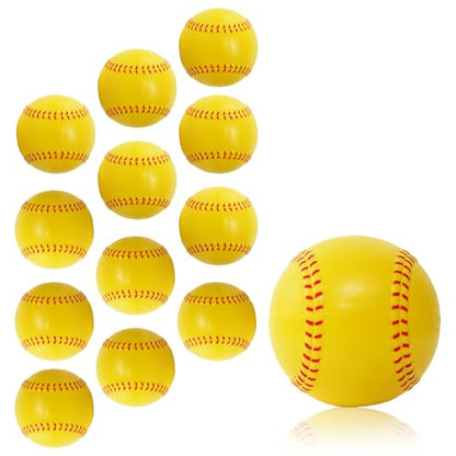 GKK 12Pack Training Ball 12 inch Foam softballs Yellow PU Foam 3.5 oz Lightweight Practice Ball Throwing Hitting for Games, Soft Toss, Batting, Fielding, Hitting, Pitching