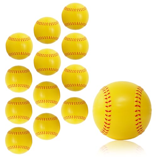 GKK 12Pack Training Ball 12 inch Foam softballs Yellow PU Foam 3.5 oz Lightweight Practice Ball Throwing Hitting for Games, Soft Toss, Batting, Fielding, Hitting, Pitching
