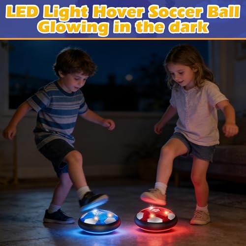 2Pcs LED Hover Soccer Ball Indoor Toys for 3-12 Year Old Boys Girls Christmas Birthday Gifts for 3 4 5 6 7 8 9 10 Years Old Kids Air Floating Soccer Toy Toddler Games Foam Bumper