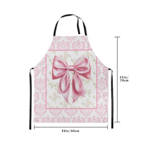 Manfei Blue Bowknot Kids Kitchen Apron - color: Baby Pink