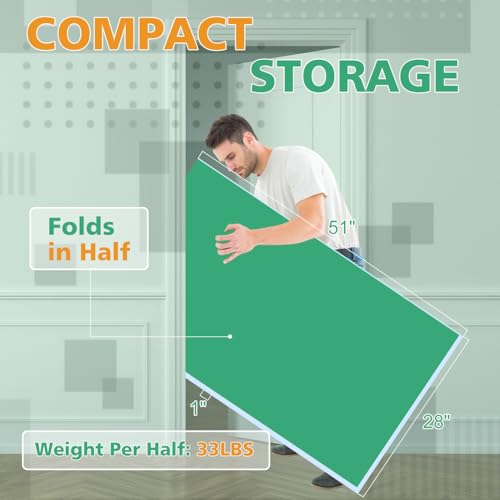 8.5Ft Green Mid-Size Ping Pong Conversion Foldable & Portable Table Tennis Table for Indoor Games - Green - Professional - Indoor Games - Fun