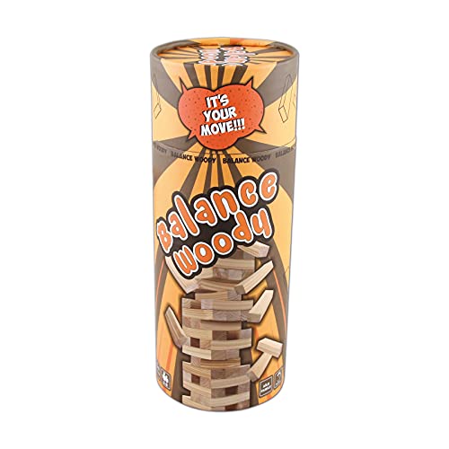 Balance Woody Stacking Tumbler Tower with Heavy-Duty Orange Box, Premium Quality Wooden Blocks Game for 2-8 Person, Outdoor Family and Friends Camping Game Night for Adults