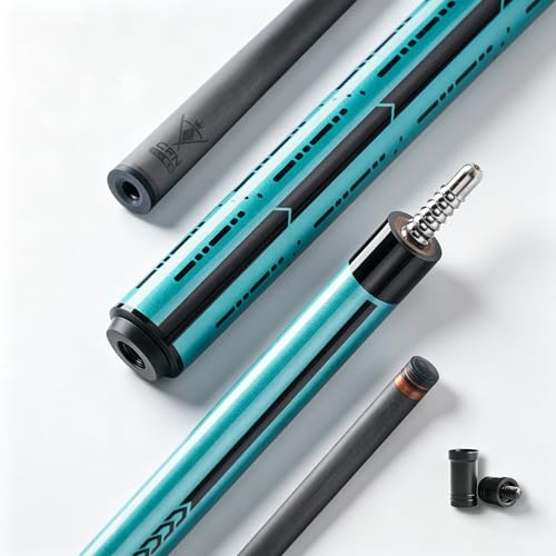 58" Carbon Fiber Pool Cue Stick - Elegant Design Billiard Cue for Adults, Low Deflection Pro Shaft with 11.8mm Tip, 3/8-8 Joint - color: Ocean Blue