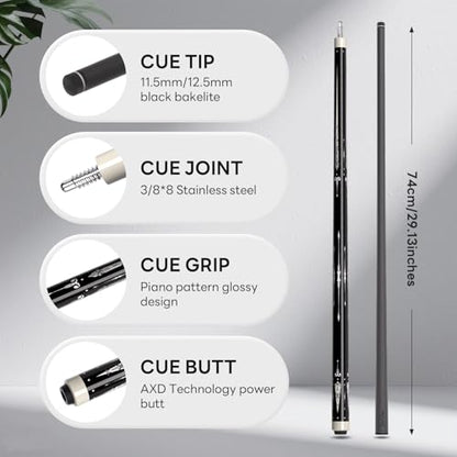 Carbon Fiber Pool Cue 58" 2-Piece Cue Stick Professional Cue Carbon Technology Low Deflection Billiard Cues（Weight can be Adjusted） - color: Phantom, size: 11.5mm