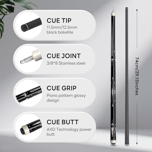 Carbon Fiber Pool Cue 58" 2-Piece Cue Stick Professional Cue Carbon Technology Low Deflection Billiard Cues（Weight can be Adjusted） - color: Phantom, size: 12.5mm