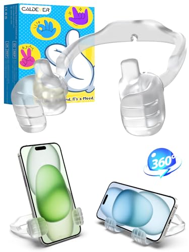Gifts for Teens Boys Girls Thumbs Up Lazy Phone Stand Holder for Desk EDC | 360° rotatable, anti-slip stable design, universal for phones & tablets 4-8in, desk gadgets, ideal gifts for teens adults - color: Transparent